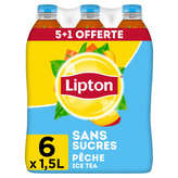 Lipton LIPTON Thé glacé - Pêche - Zéro sucres - 6x1,5l