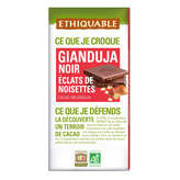Ethiquable ETHIQUABLE Chocolat gianduja noir - Aux éclats de noisettes - Biologique - 100g