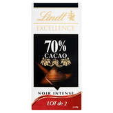 Excellence LINDT Excellence - Tablette de chocolat - Noir -  70% de cacao - 2x100g