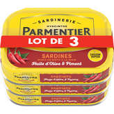 Parmentier PARMENTIER Sardines - Huile d'olive et piment - 3x135g