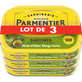 Parmentier PARMENTIER Sardines - Huile d'olive vierge extra - 3x135g