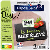 Brocéliande BROCELIANDE Jambon supérieur - Sans couenne - 4  tranches - 160G