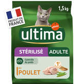 Ultima ULTIMA Croquettes pour chat stérilisé - Poulet orge céréales complètes et légumes - 1,5kg