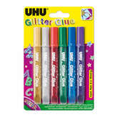 UHU UHU Lot de 6 Glitter Glue colle pailletée