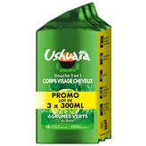 Ushuaïa USHUAIA Douche - 3 en 1 - Pour corps , visage et cheveux - Parfum agrumes verts - 3x300ml