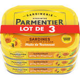 Parmentier PARMENTIER Sardines - Huile de tournesol - 3x135g